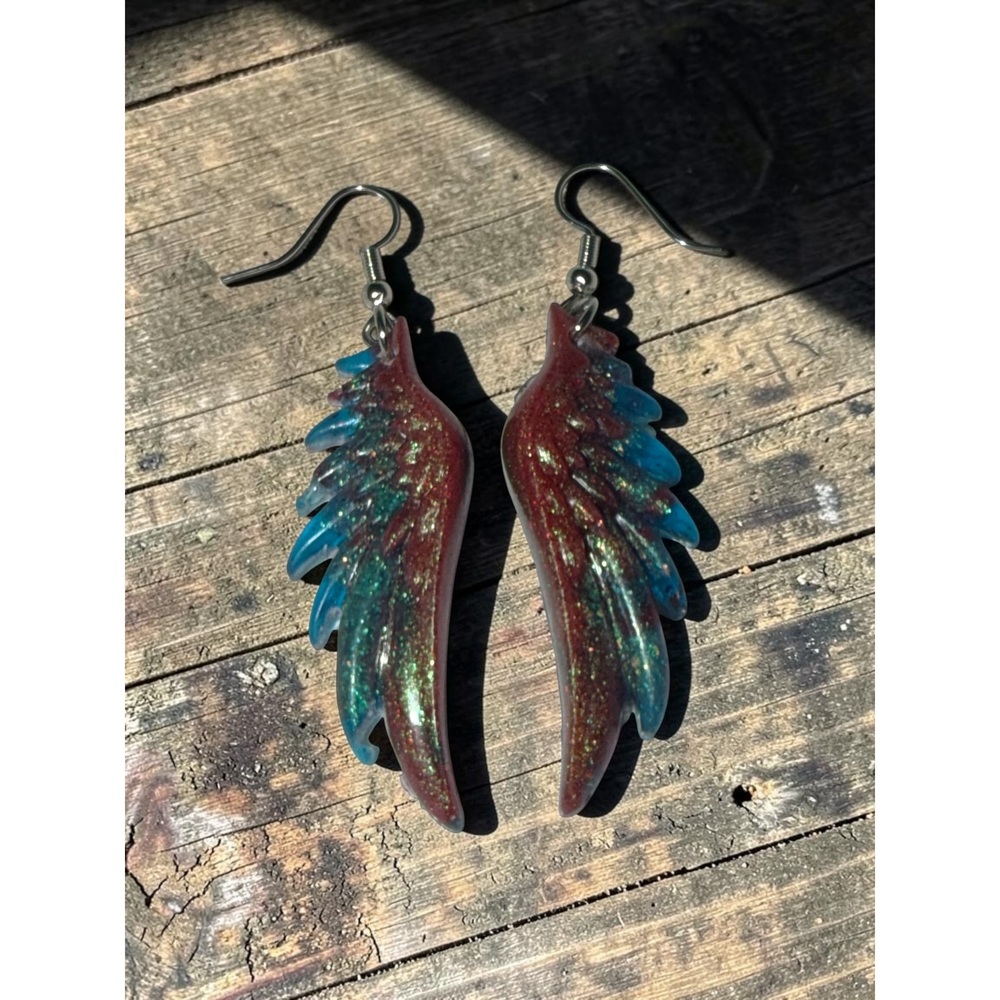 Handmade Aurora Angel Wing Resin Earrings